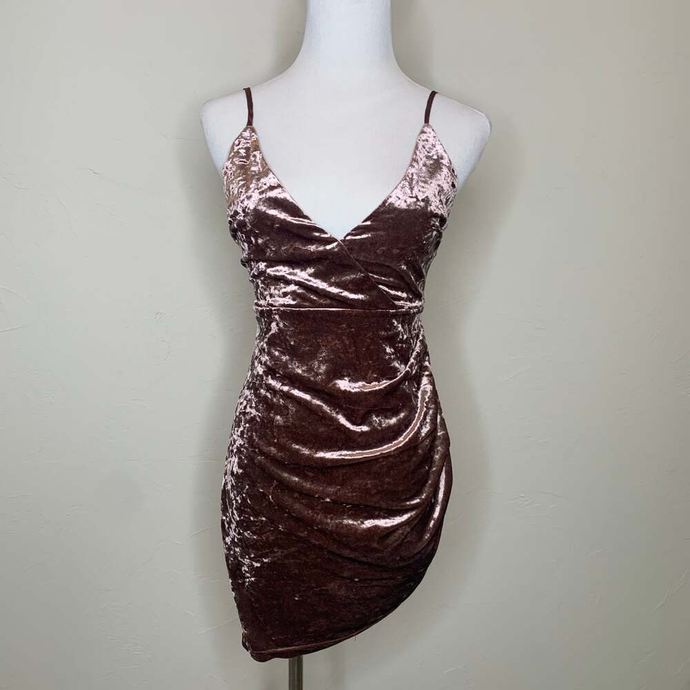 Champagne Metallic Velour Dress Wrap BodyCon Small